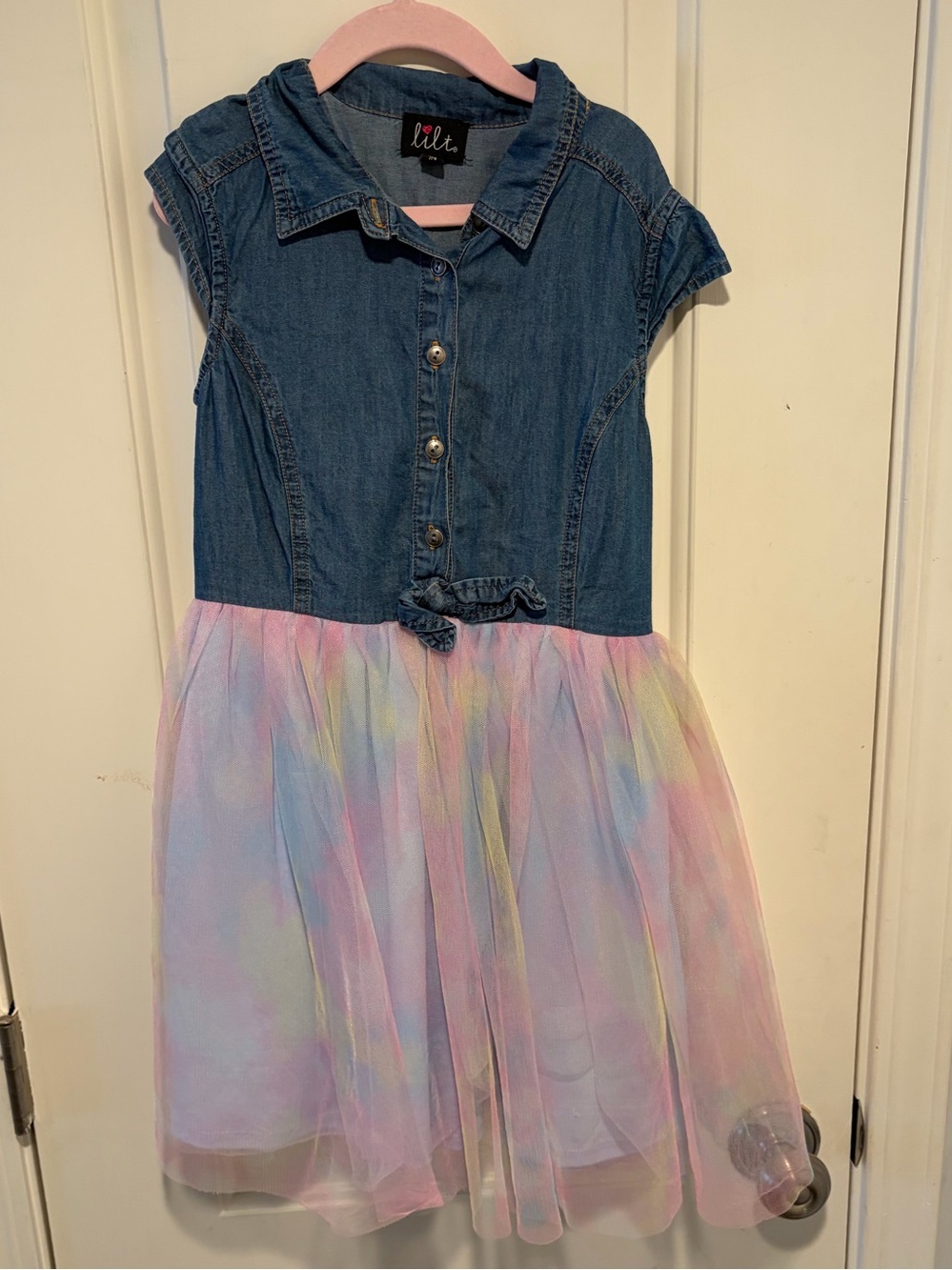 lilt Denim-Style Bodice with Pastel Tulle Skirt - Blue and Pastel